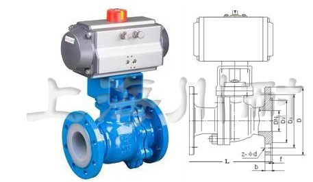 Q641F46氣動襯氟球閥結(jié)構(gòu)圖